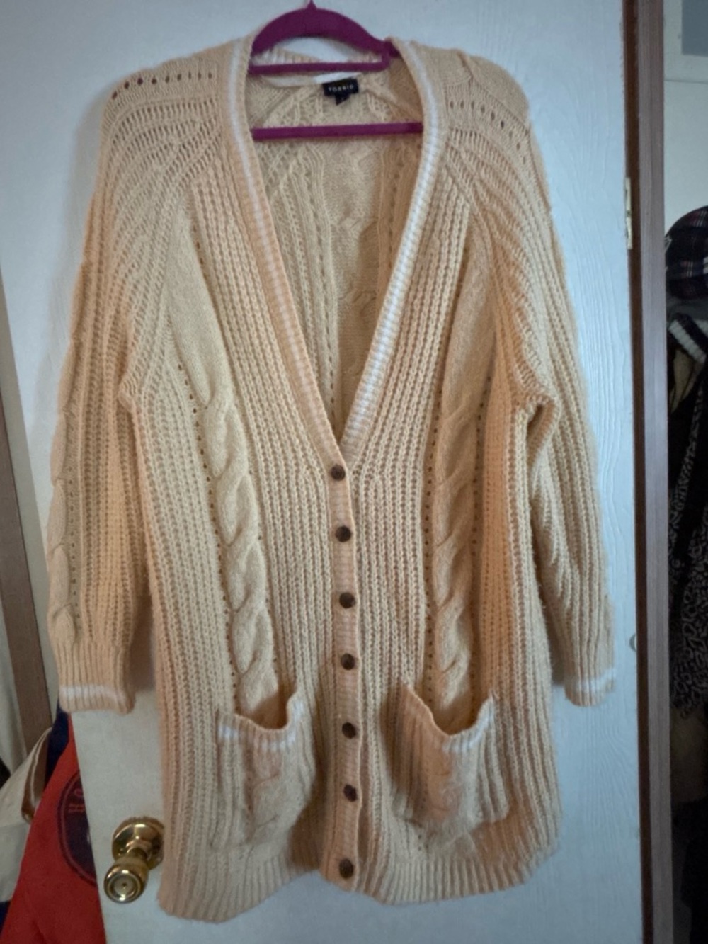 torrid Cream Cable Knit Button-Front Women's Cardigan